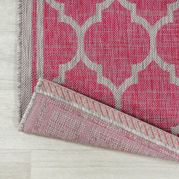 Trebol Moroccan Trellis Textured Weave Indoor/outdoor Runner Rug